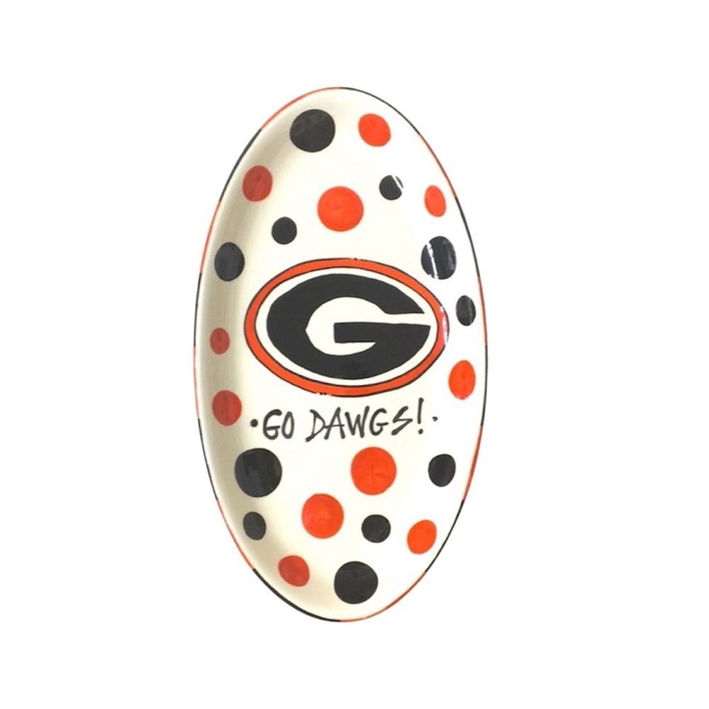 Georgia Bulldogs Oval Spotted shaped plate